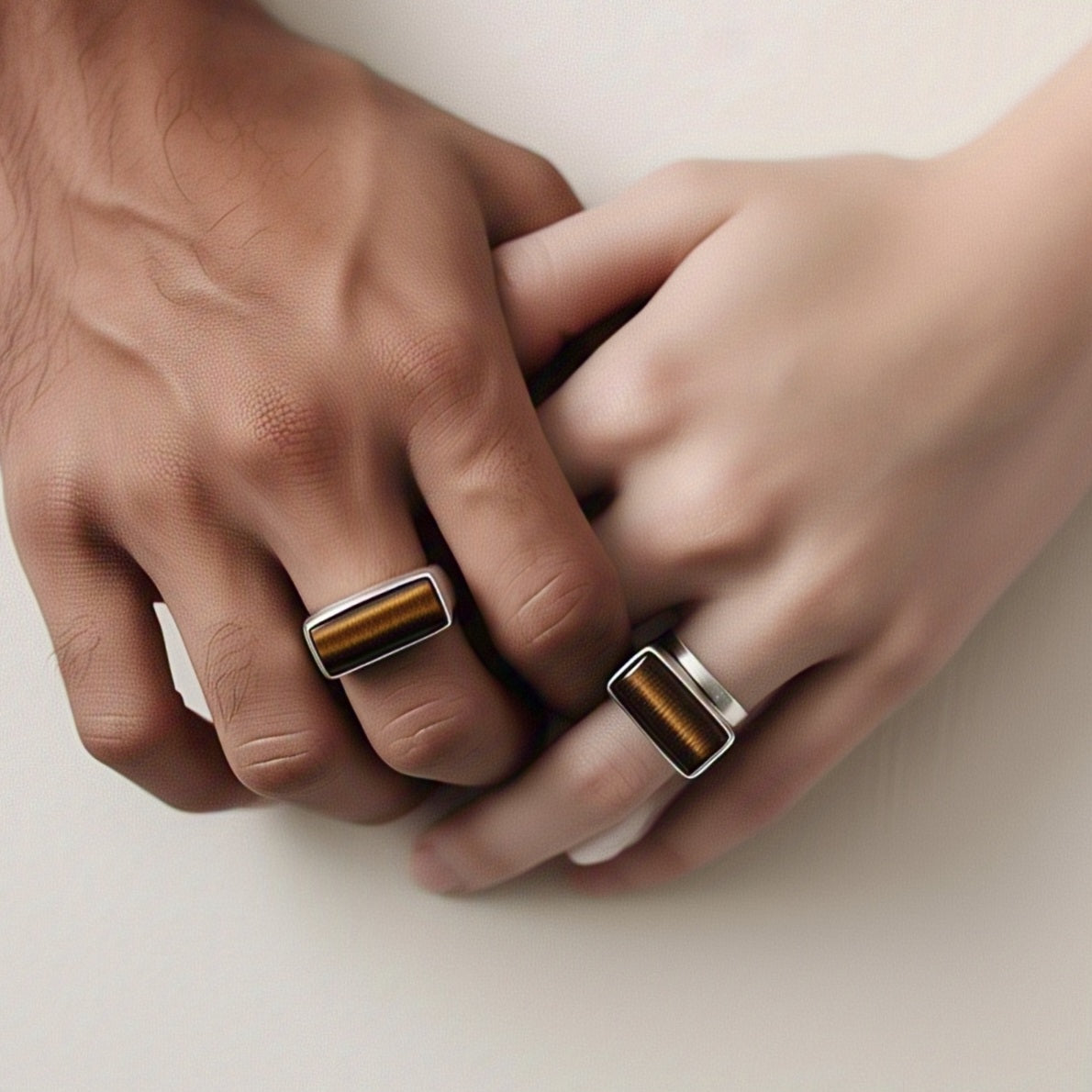 Tiger's Eye couple's rings