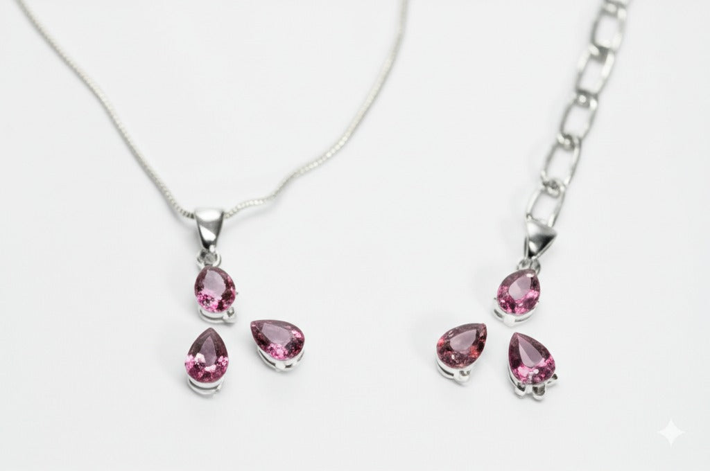 Pink Tourmaline Women's jewelry set