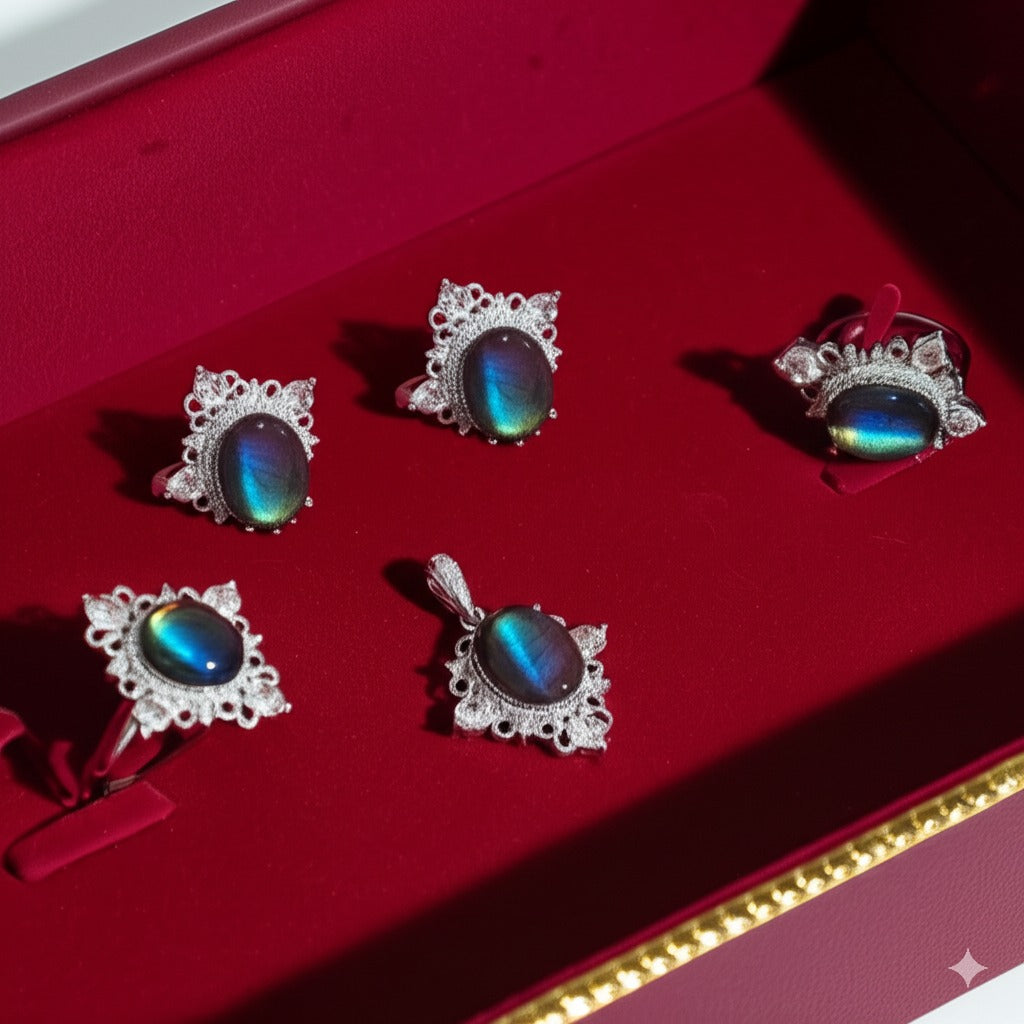 Women's labradorite jewelry set