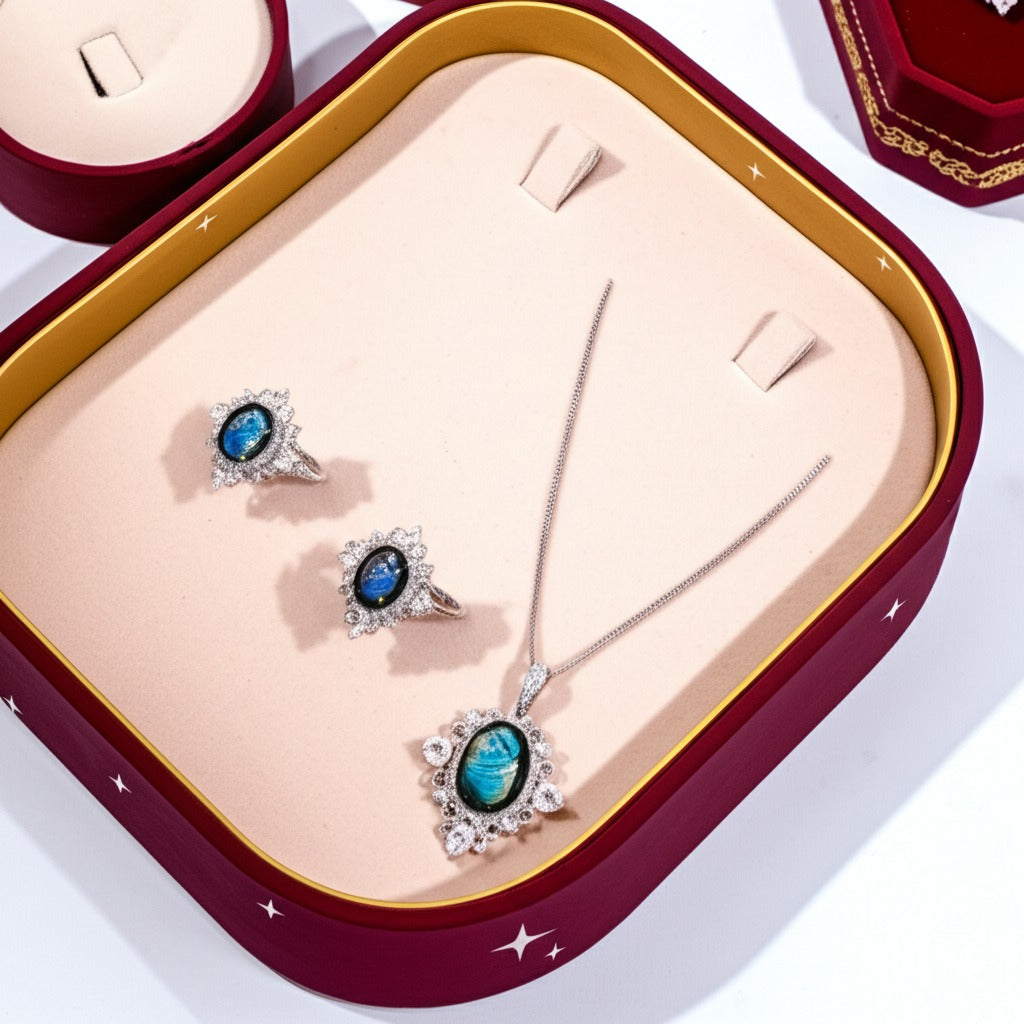 Women's labradorite jewelry set