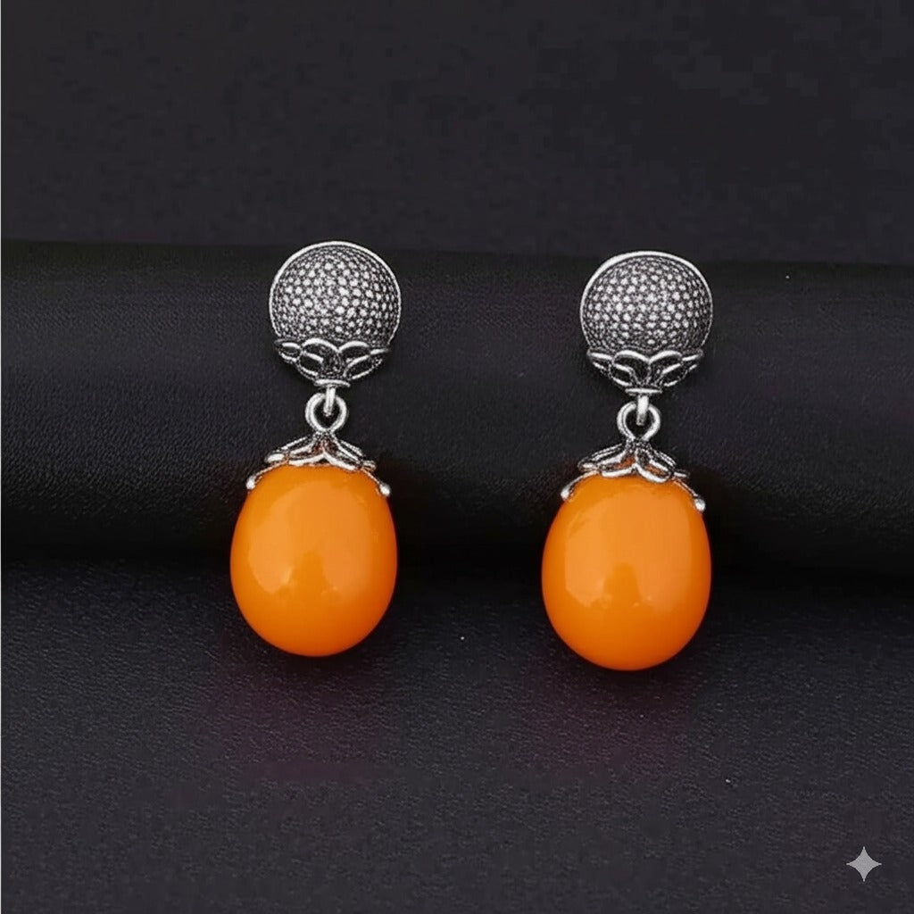 Yellow amber Women's earrings