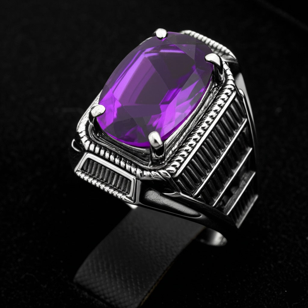 Men's amethyst ring