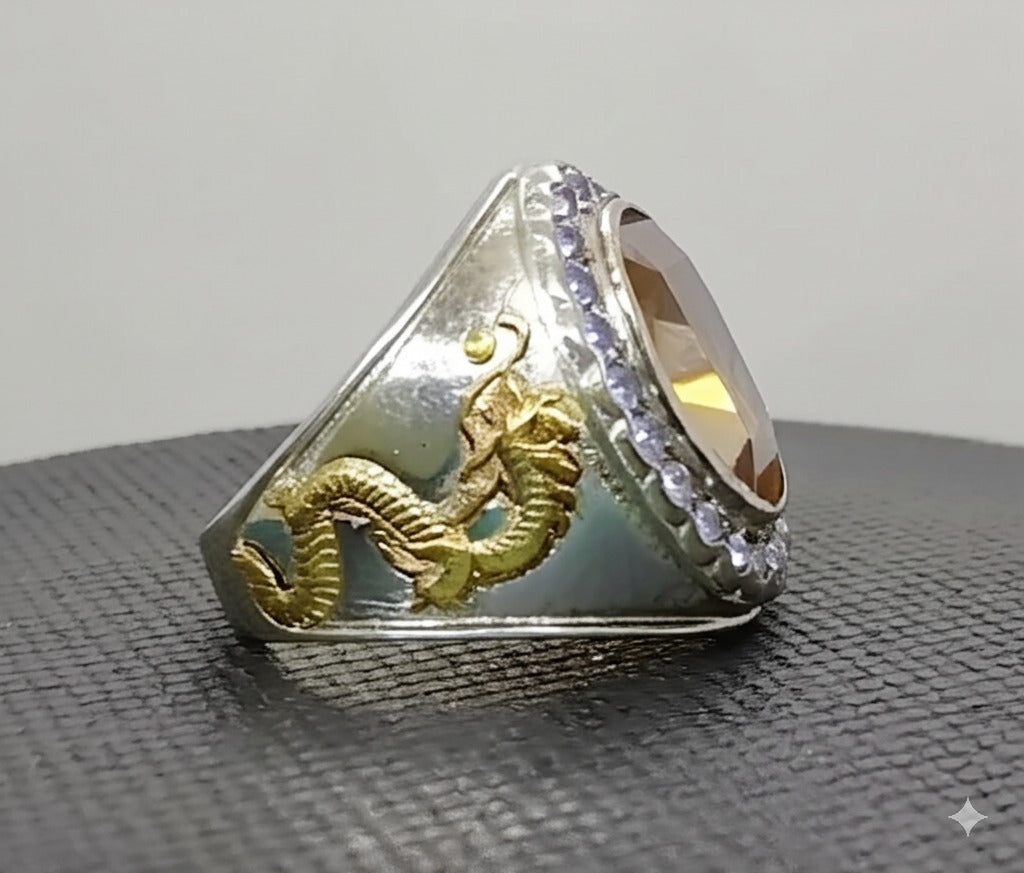 Men's yellow citrine Ring