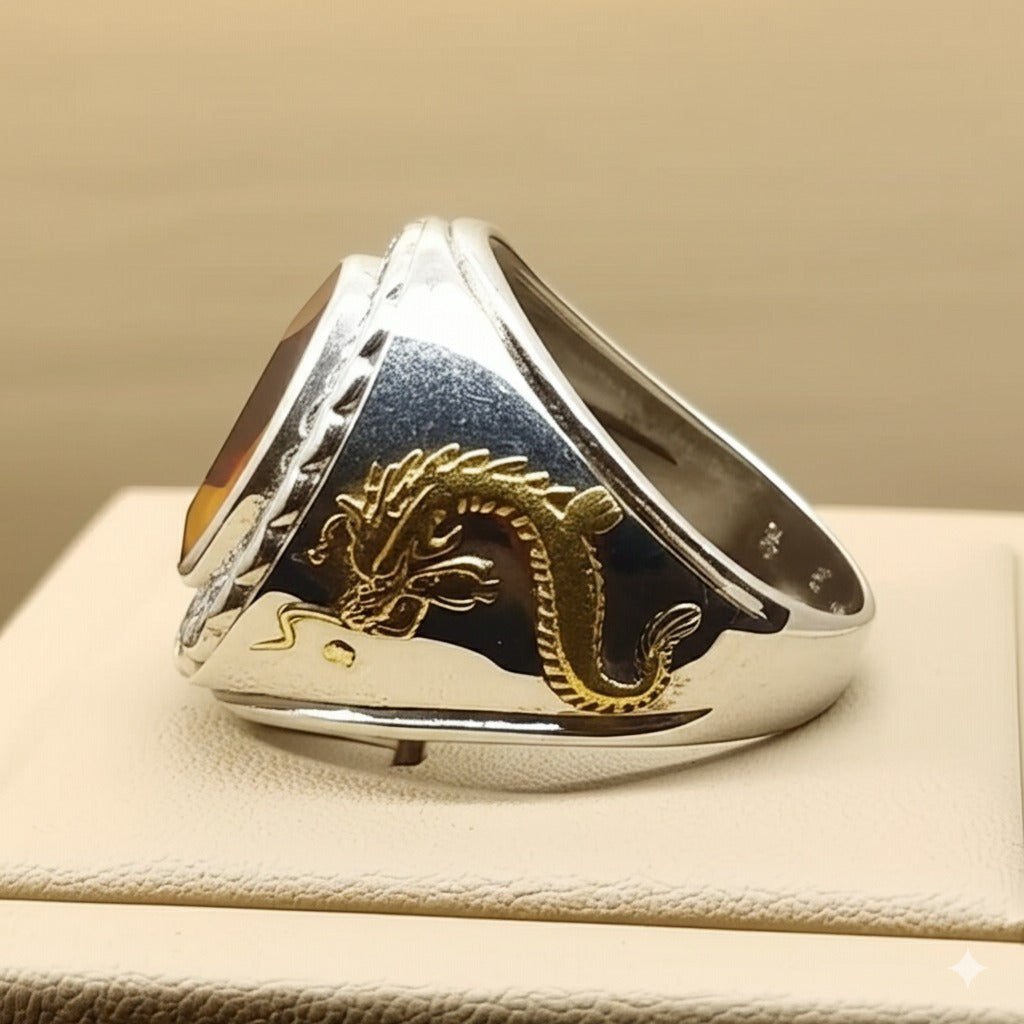 Men's yellow citrine Ring