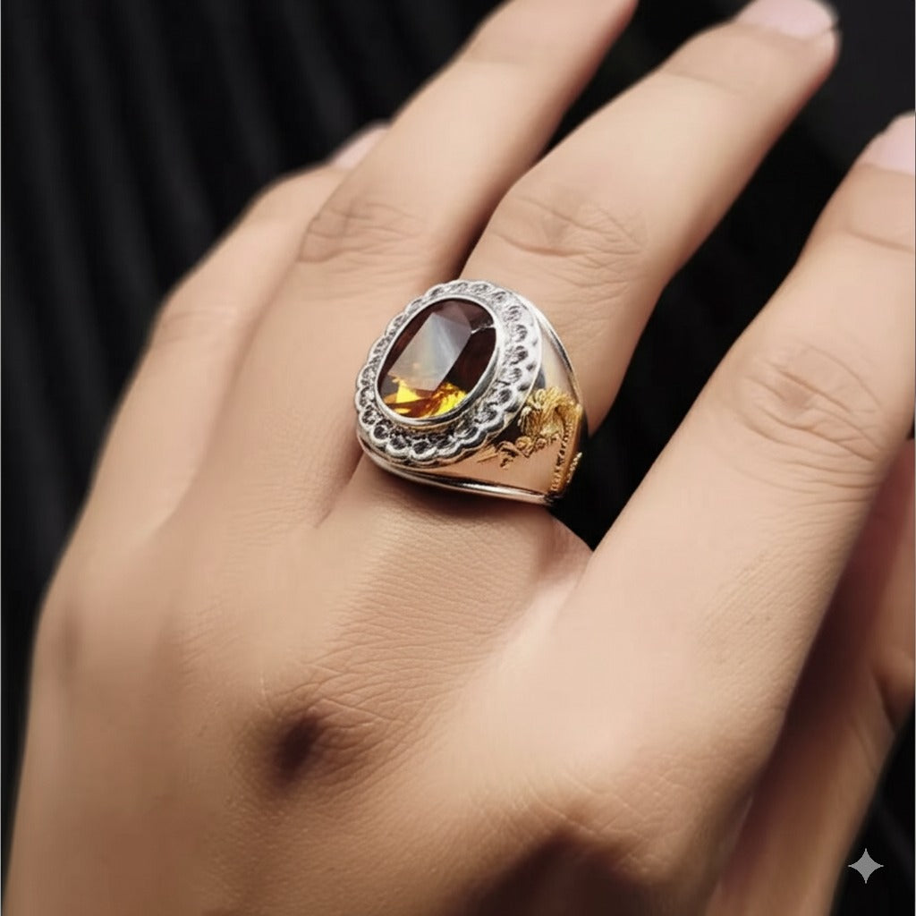 Men's yellow citrine Ring