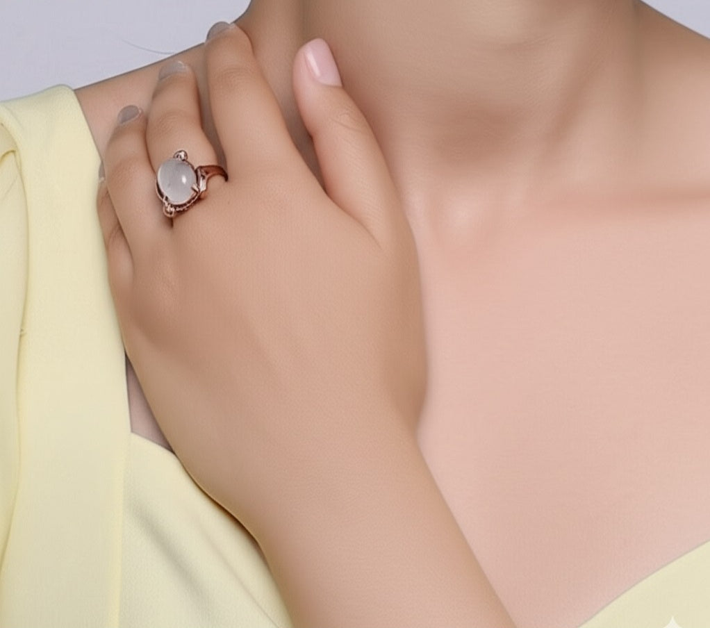 Women's rose quartz ring