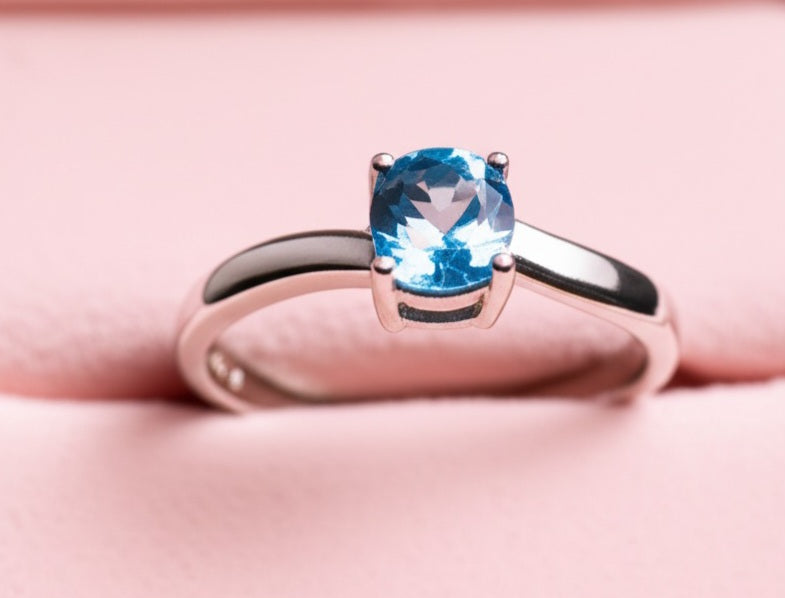 Women's blue zircon Ring