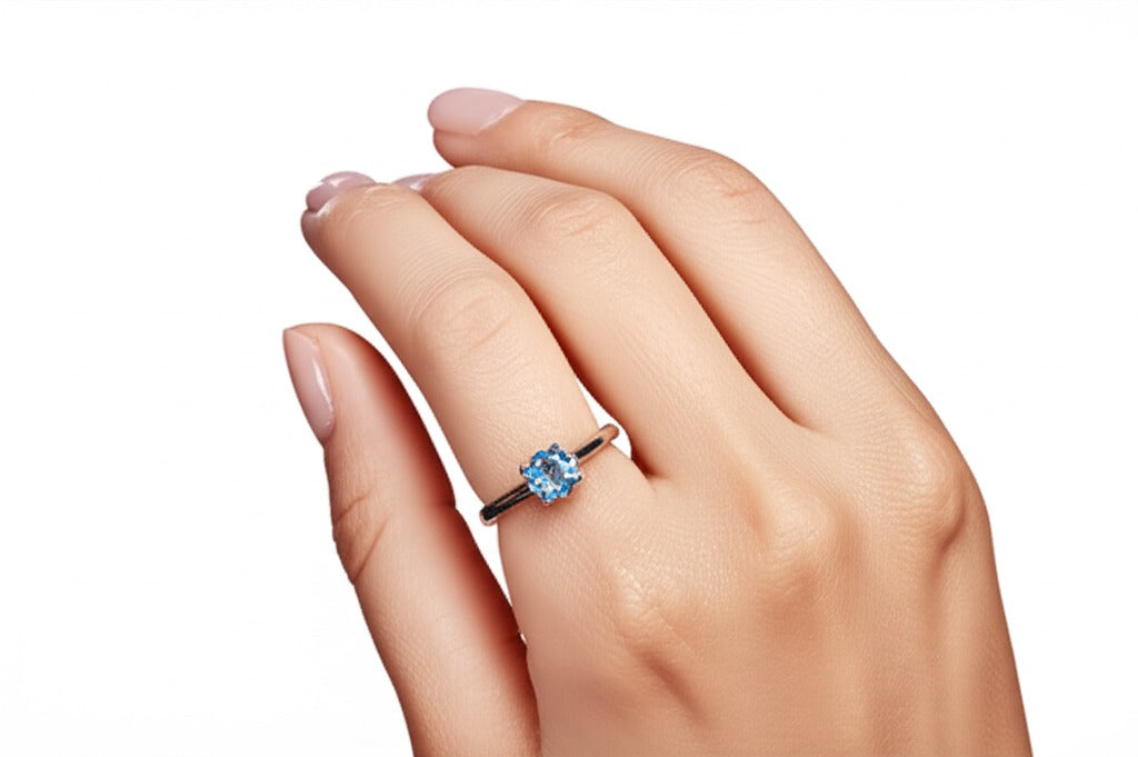 Women's blue zircon Ring