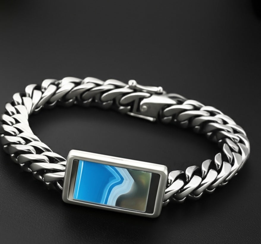 Blue pattern agate