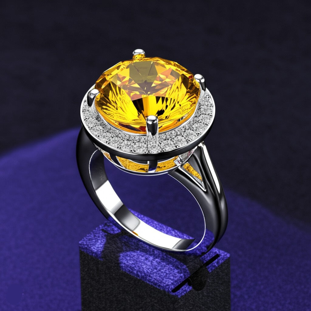 Yellow citrine women's Ring