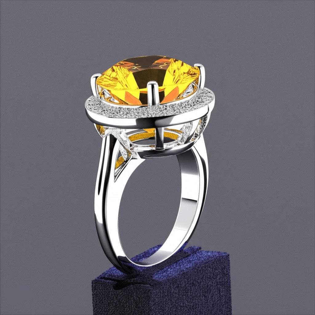 Yellow citrine women's Ring