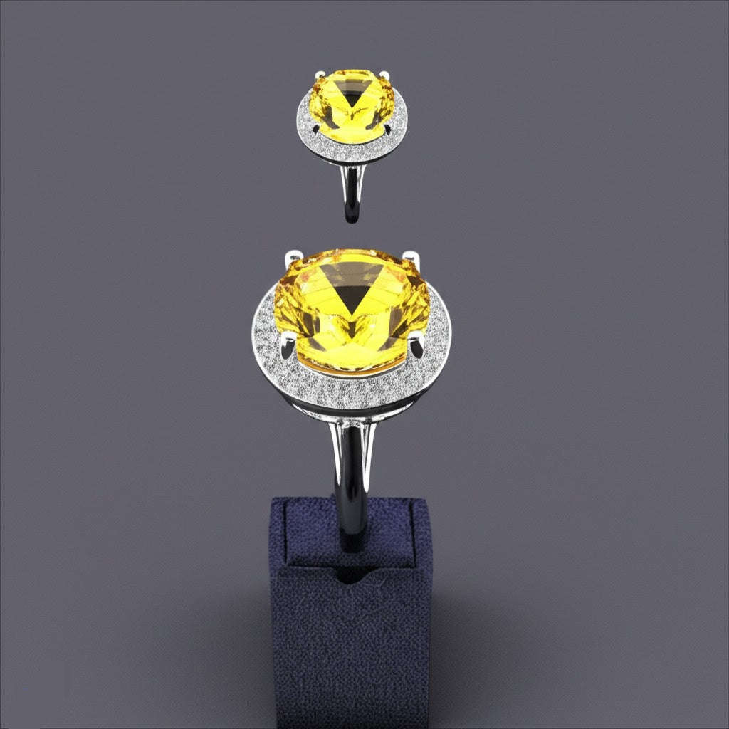 Yellow citrine women's Ring