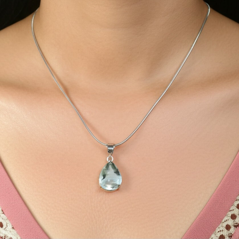 Aqua color fluorite women's pendant