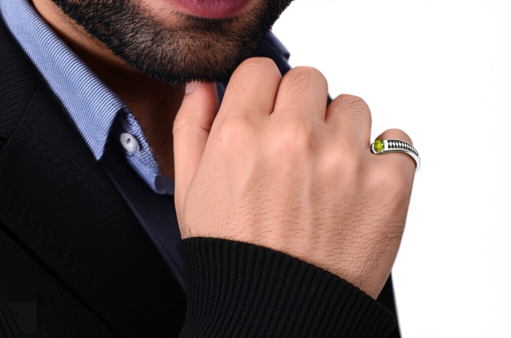 Peridot men's ring
