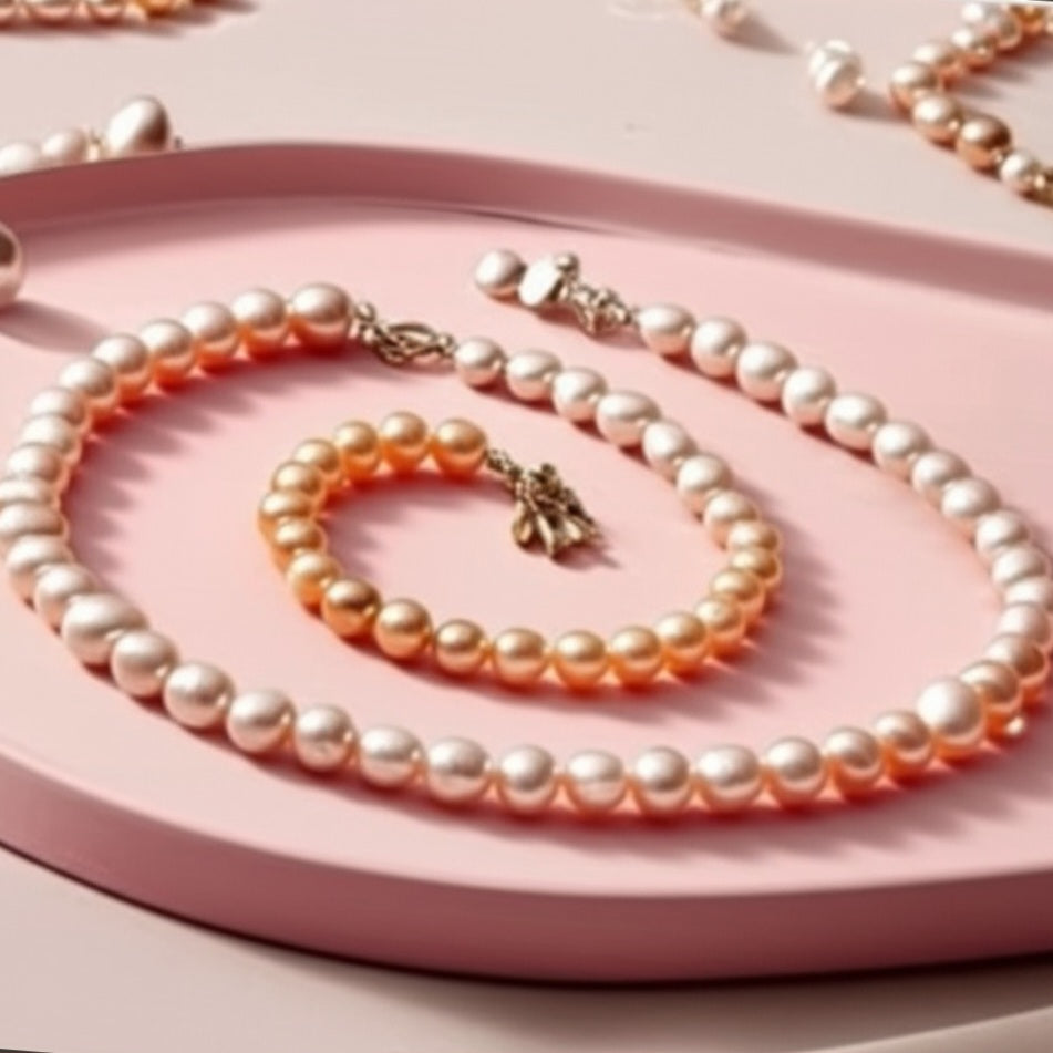 Women's pearls necklace and bracelet