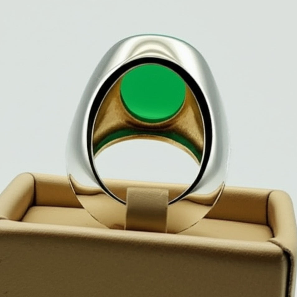 Men's green agate ring
