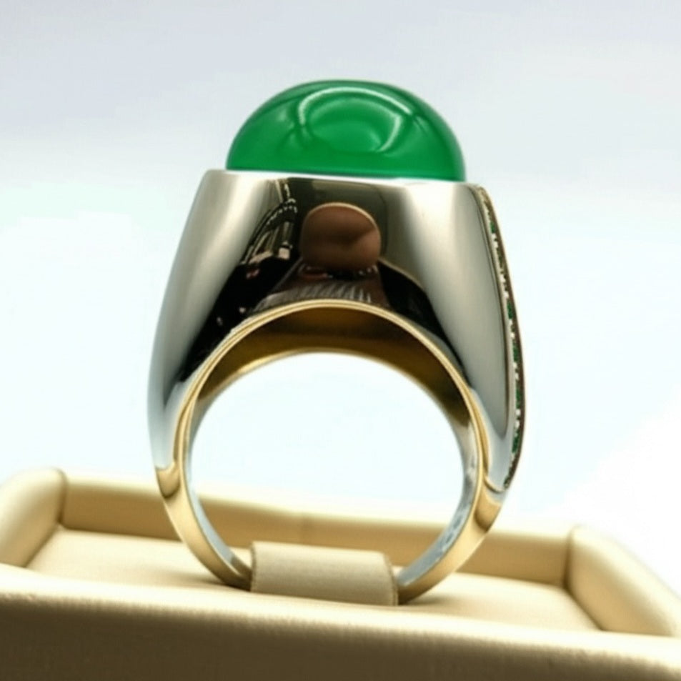 Men's green agate ring