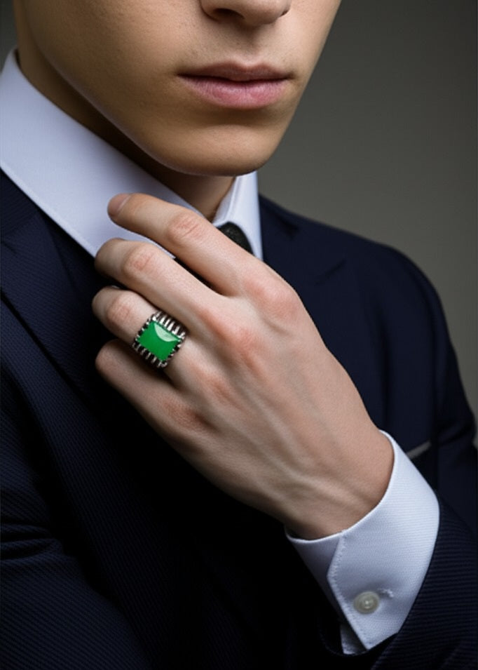 Men's luxury emerald ring