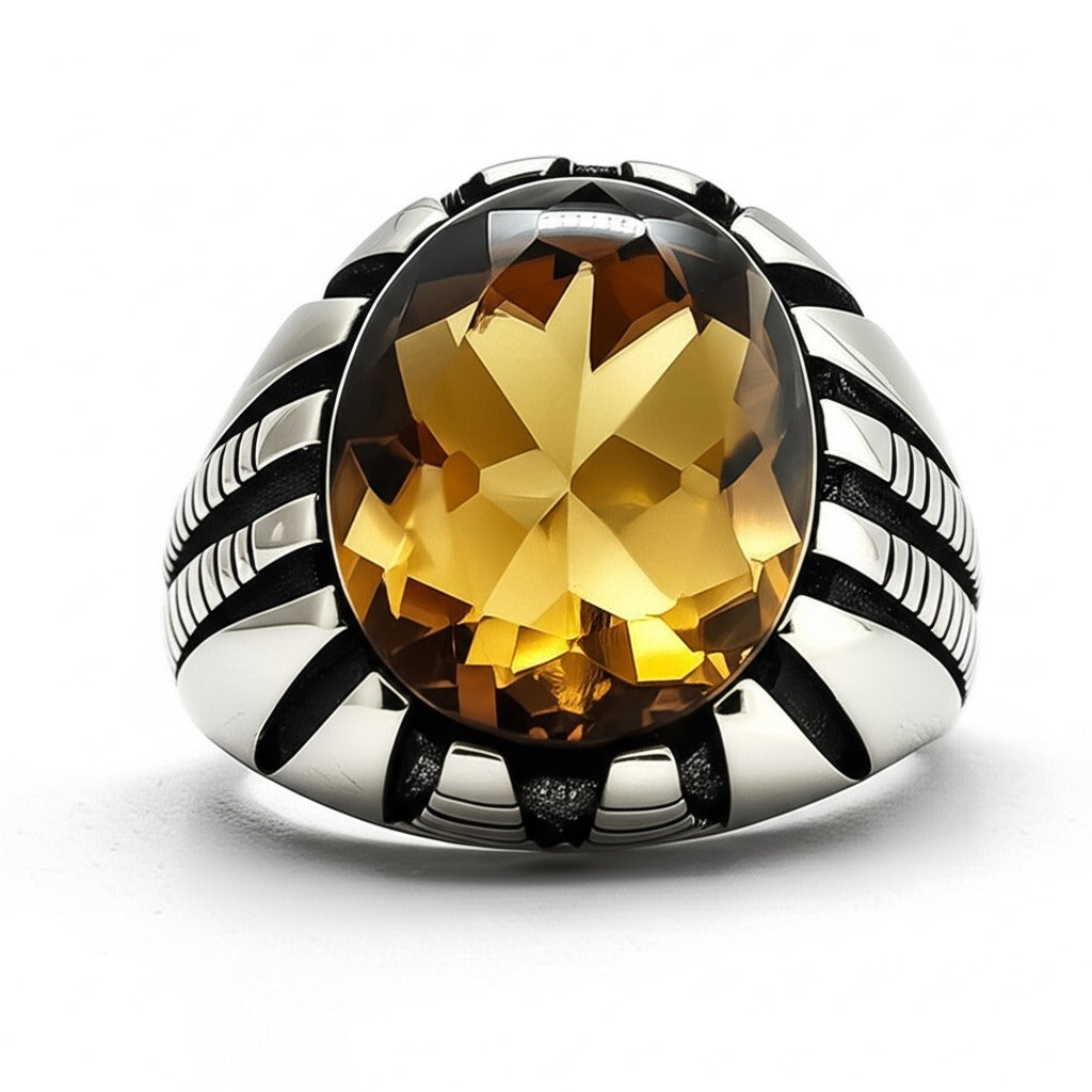 Men's golden topaz ring