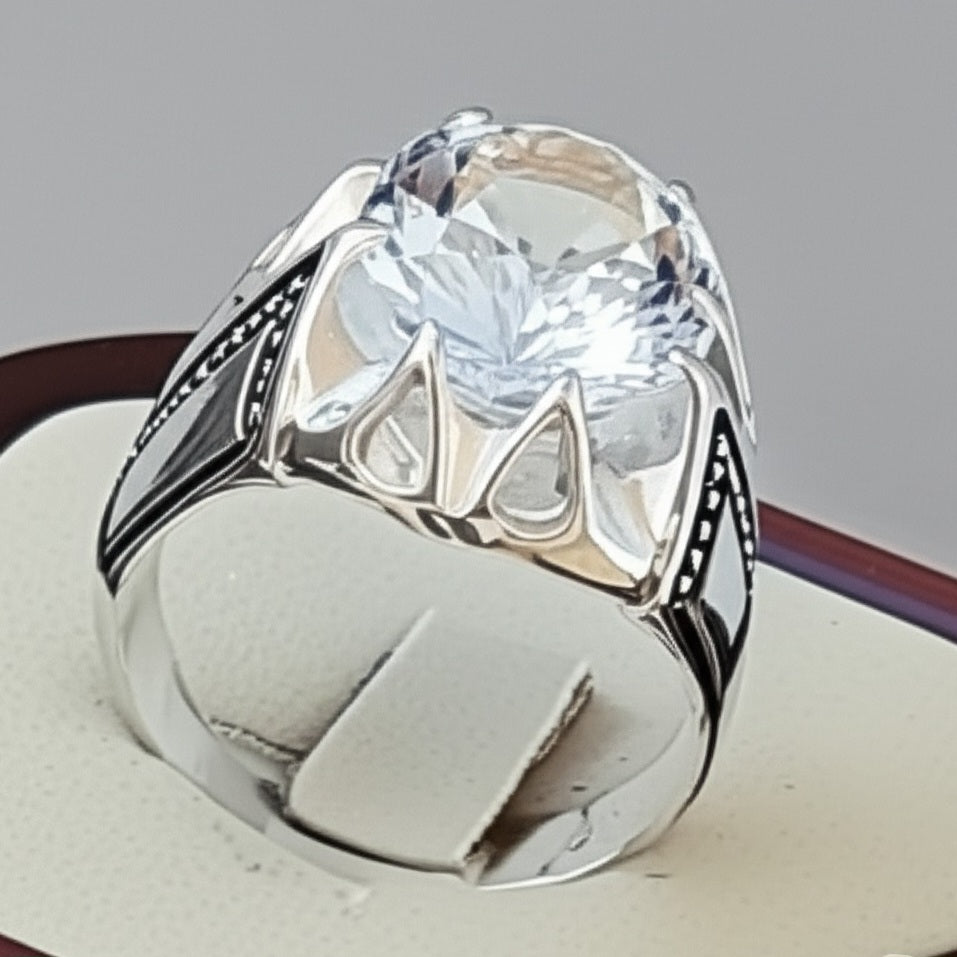 Men's aquamarine ring