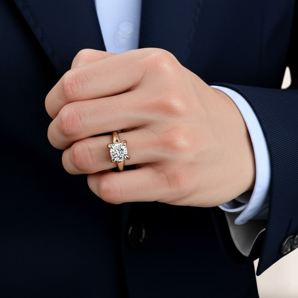 Cubic zircon men`s ring