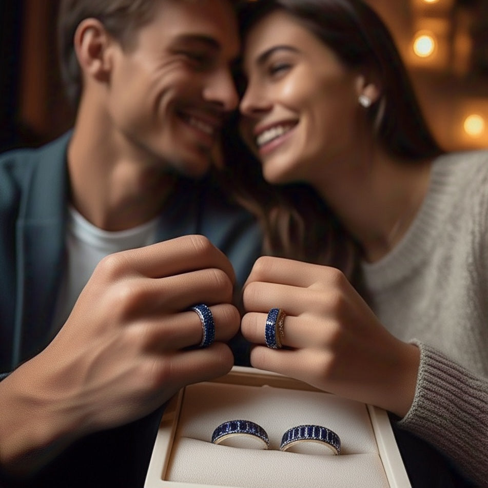 Blue sapphire Rings for couple