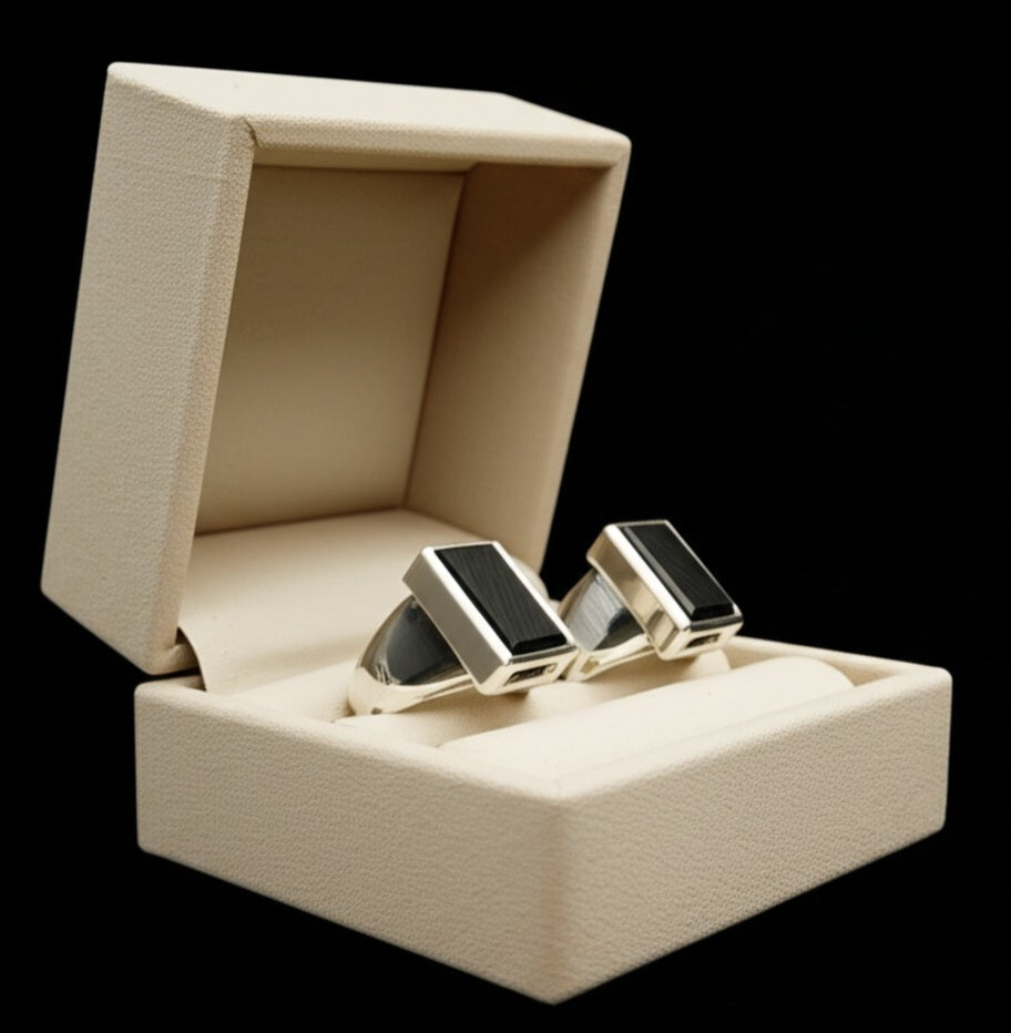 Couple's black tourmaline ring