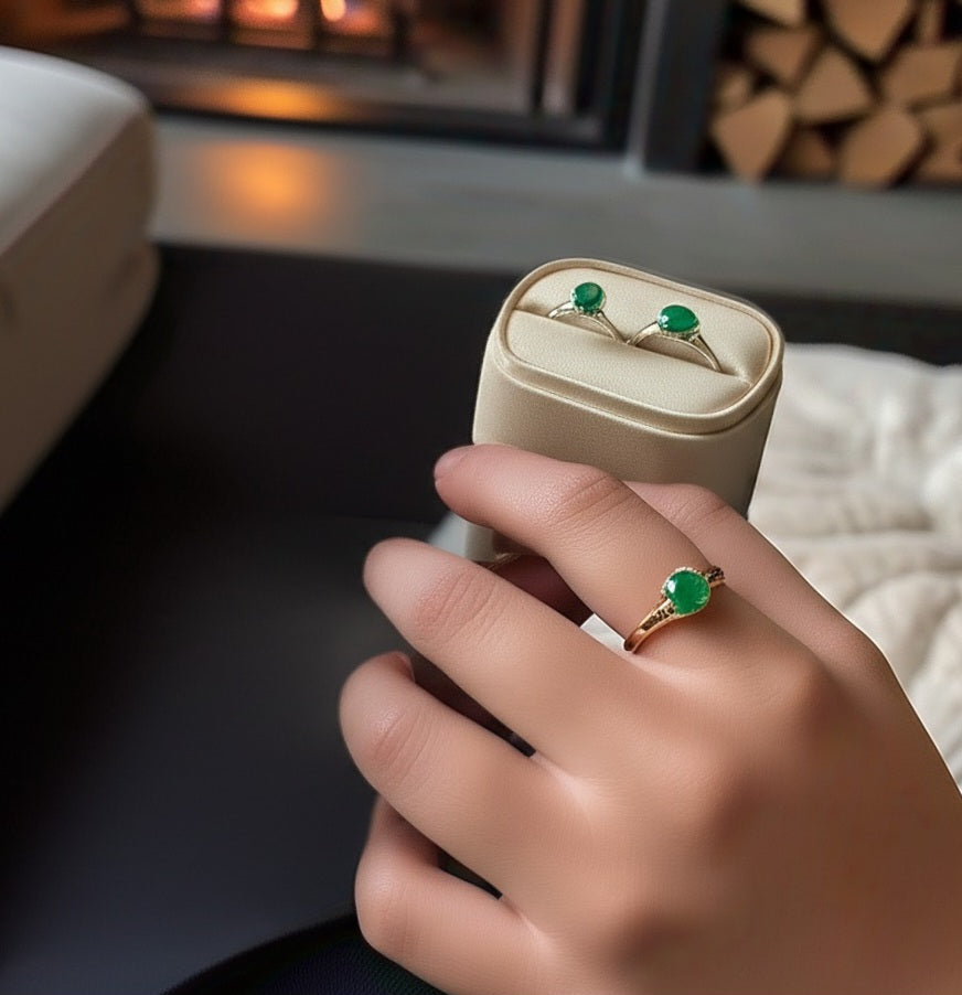 Emerald rings for couple