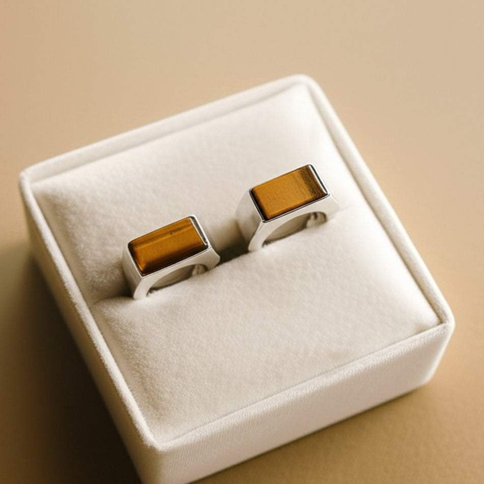 Tiger's Eye couple's rings