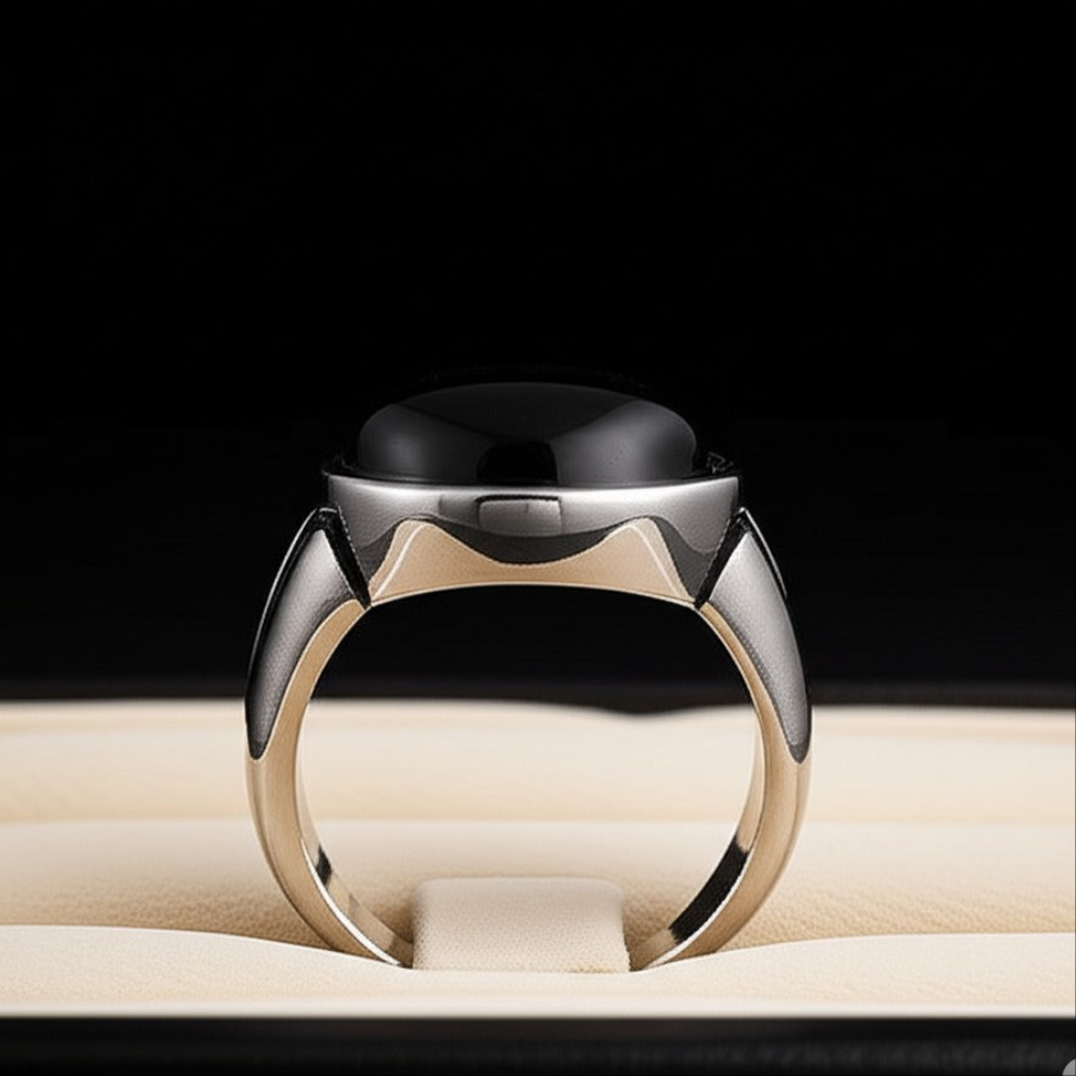 Men's Black Agate Ring