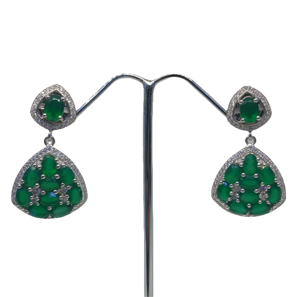 Women's green agate earrings (tops)