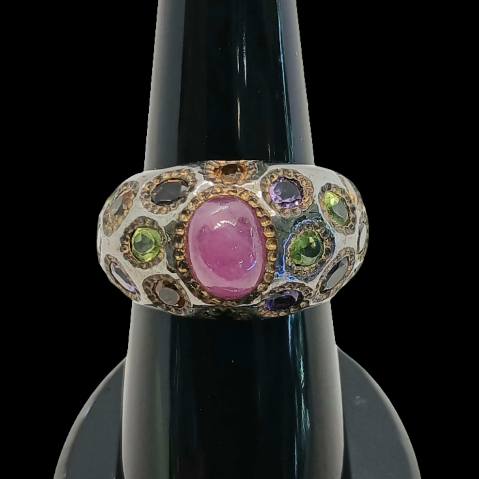Lady's star Ruby Ring with real multi stones
