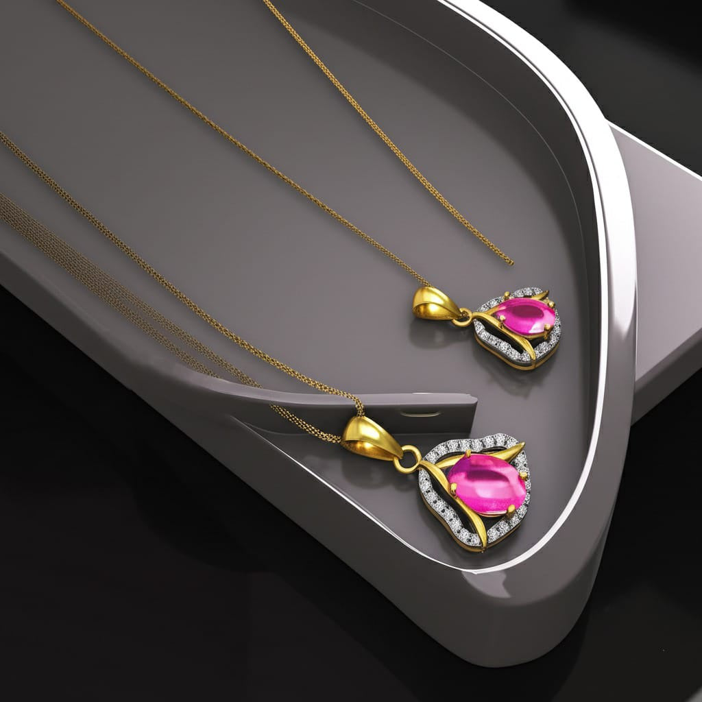 women's luxury gold ruby pendant