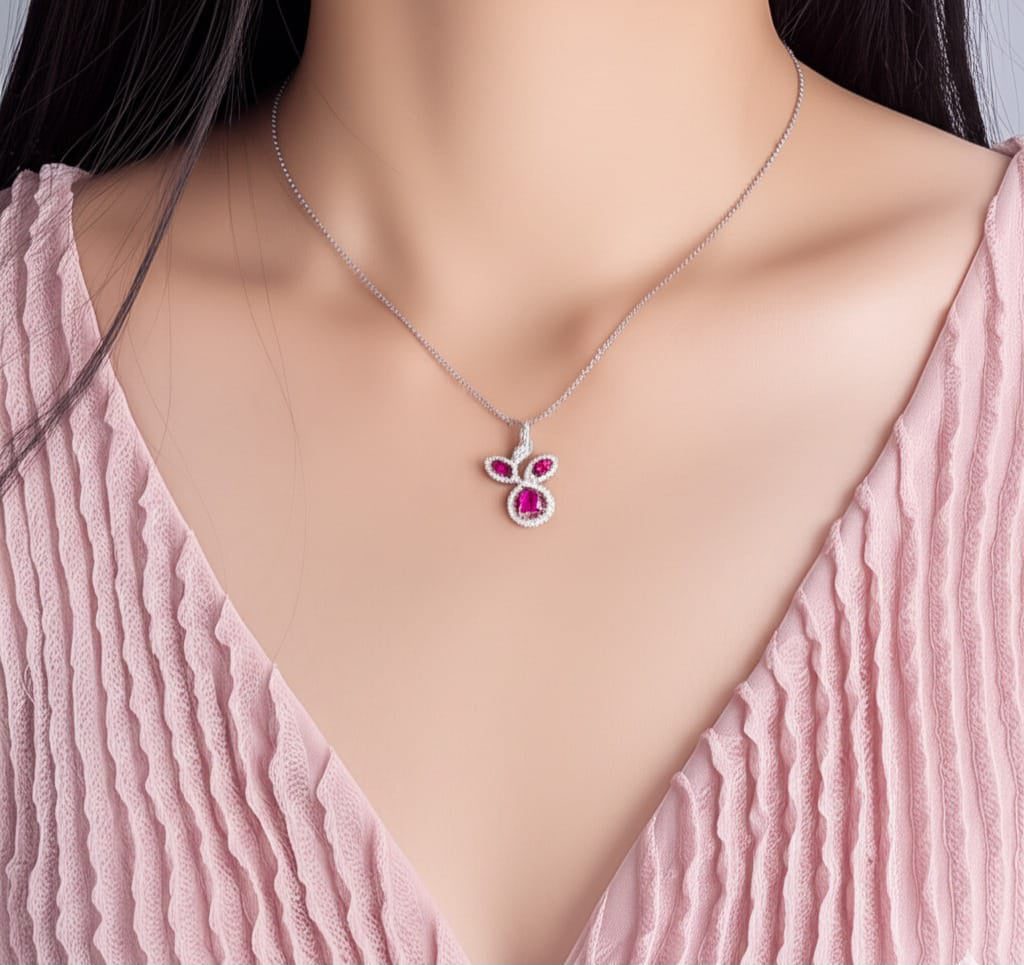 women's luxury white gold ruby pendant