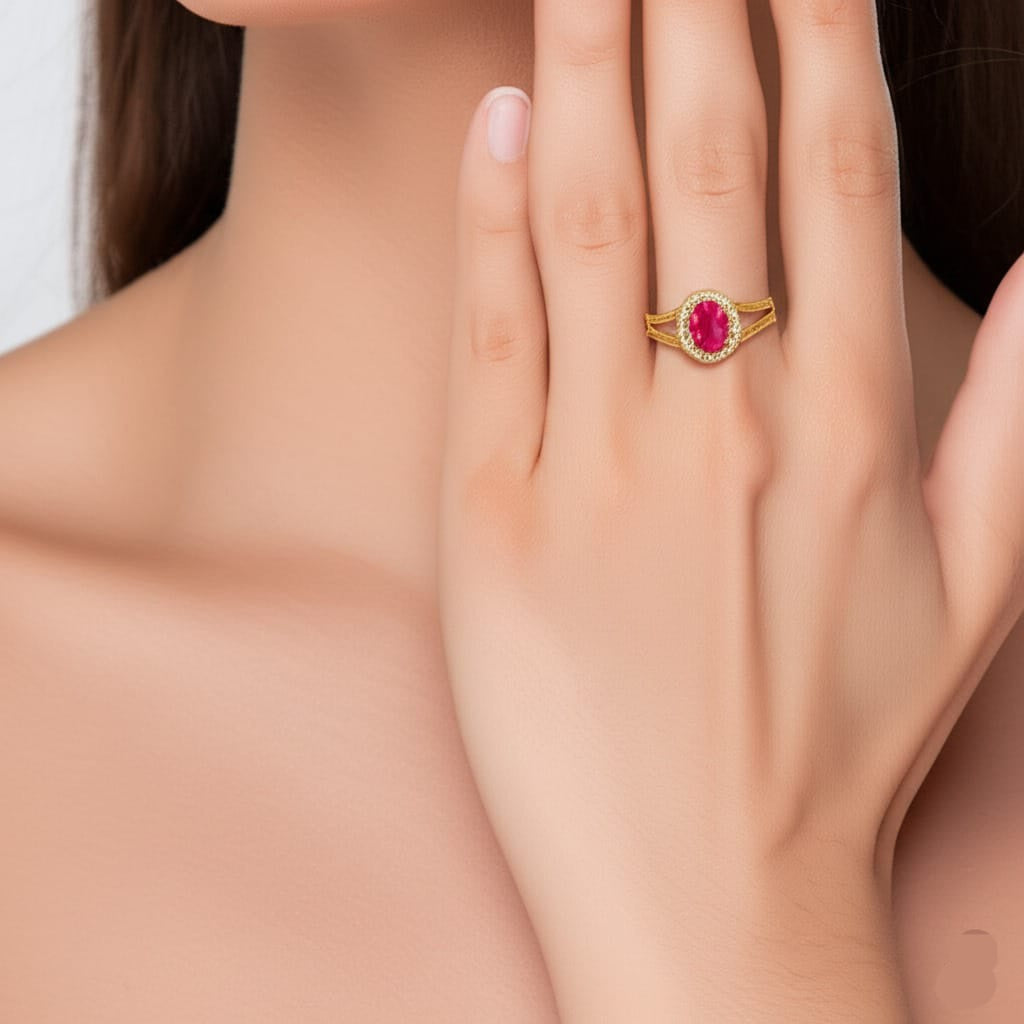 women's luxury gold diamond ruby ring