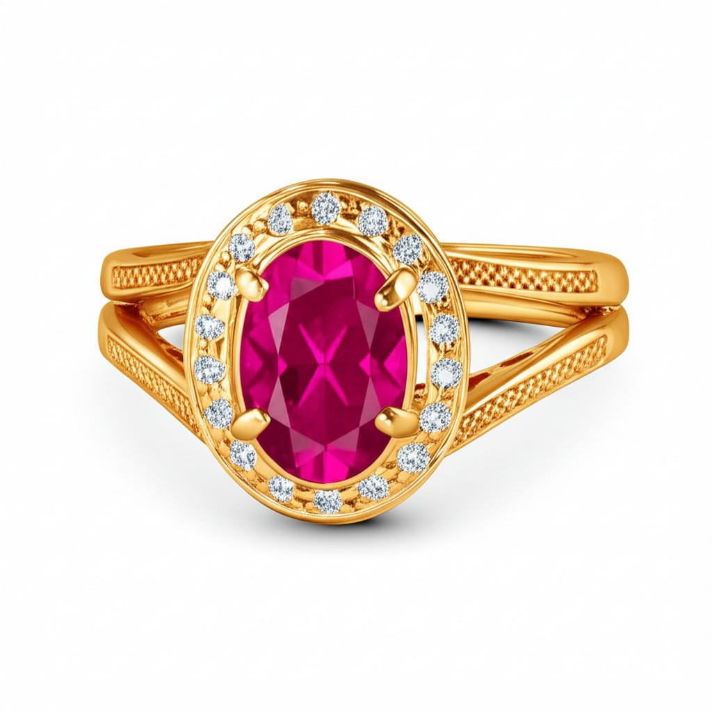 women's luxury gold diamond ruby ring