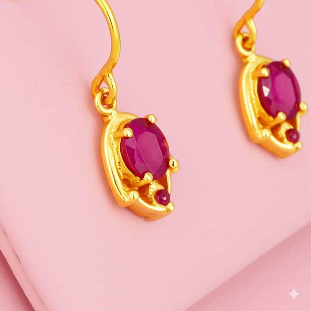 Women's luxury gold ruby earrings