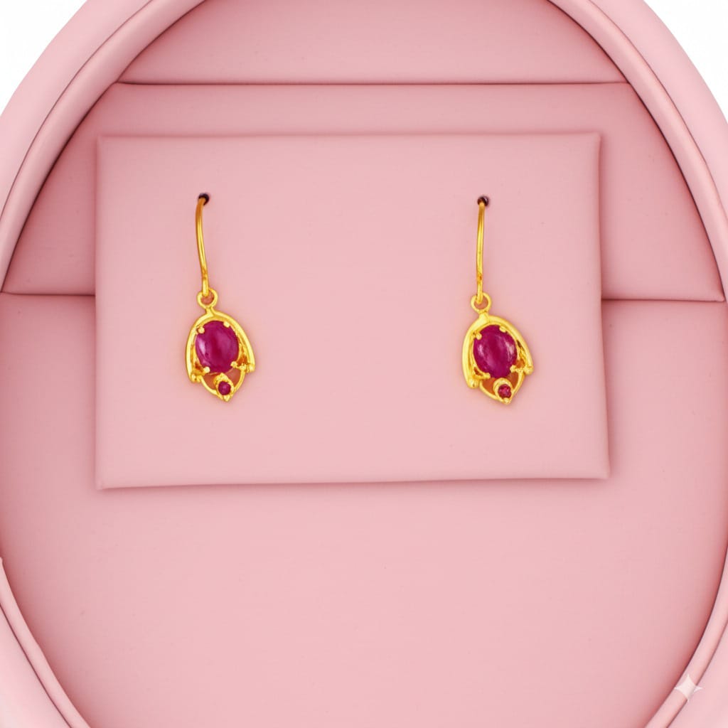 Women's luxury gold ruby earrings