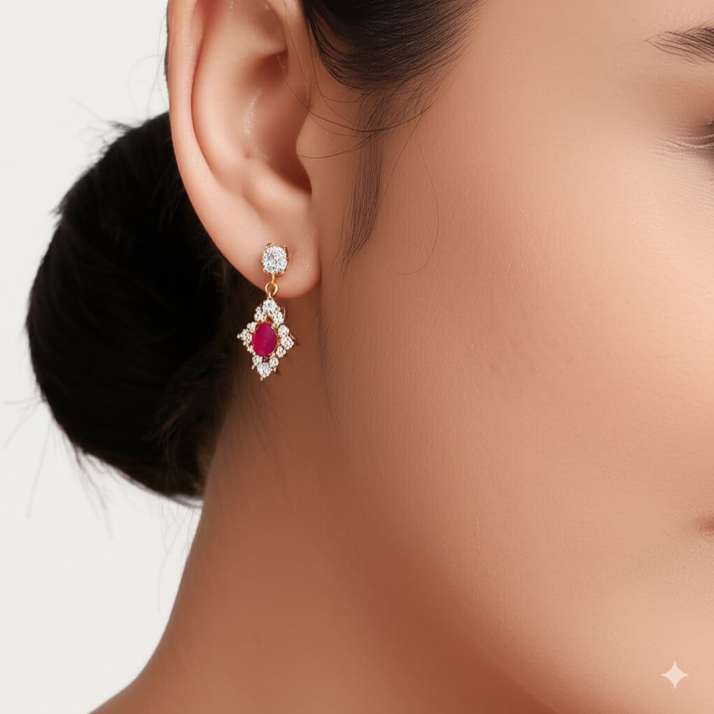 Women's luxury gold ruby earrings