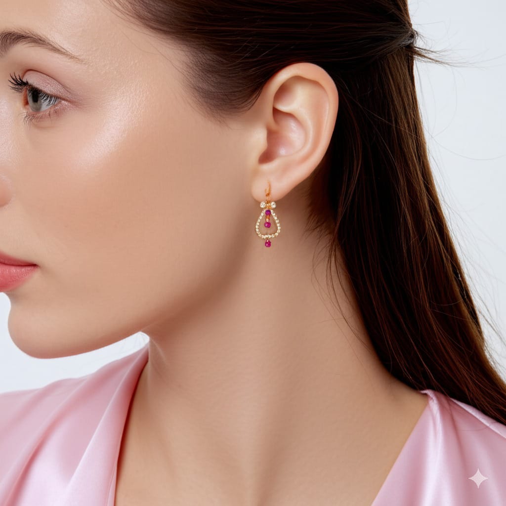 Women's luxury ruby earrings