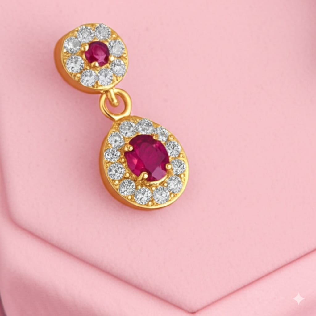 Women's luxury gold diamond ruby earrings