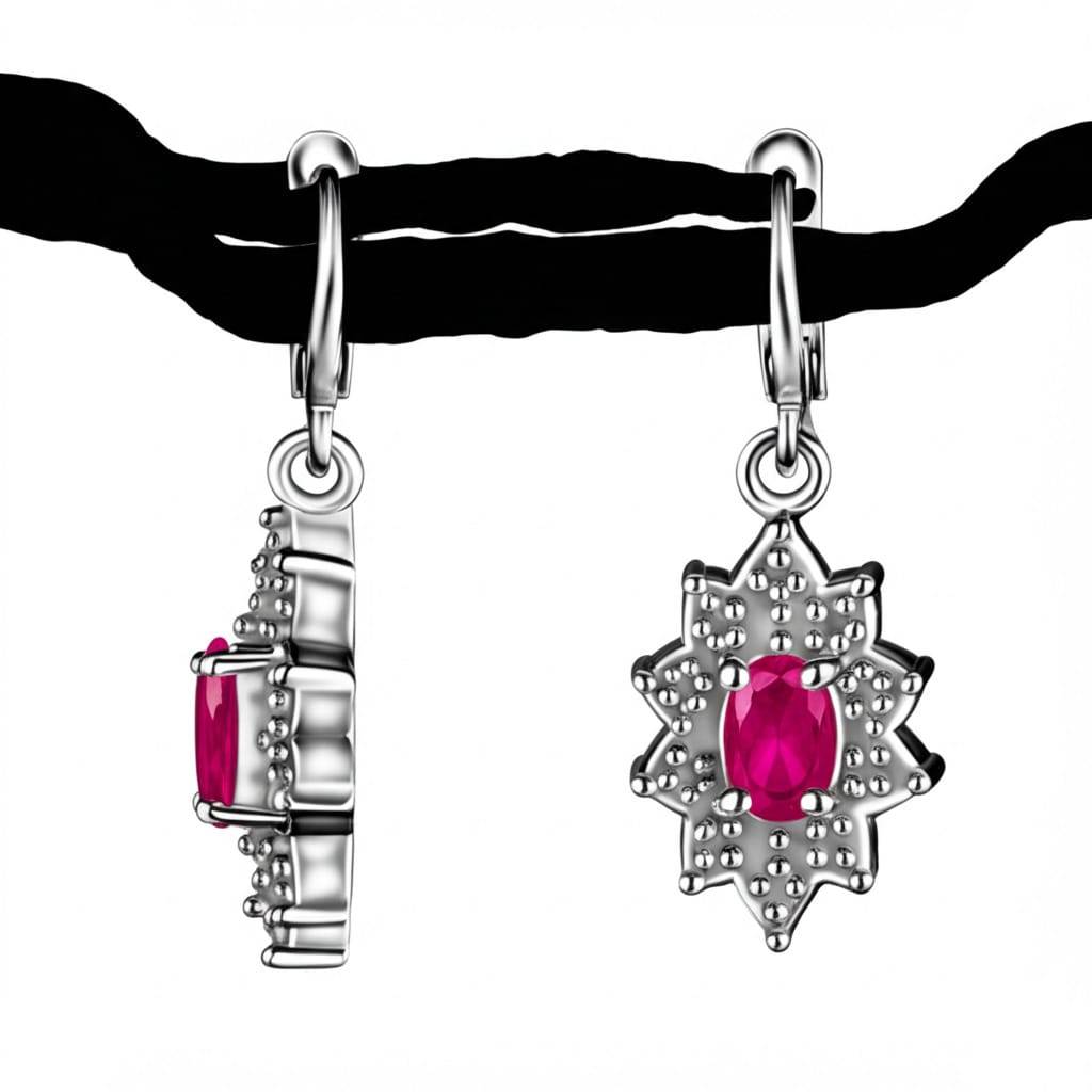 Women's luxury white gold ruby earrings