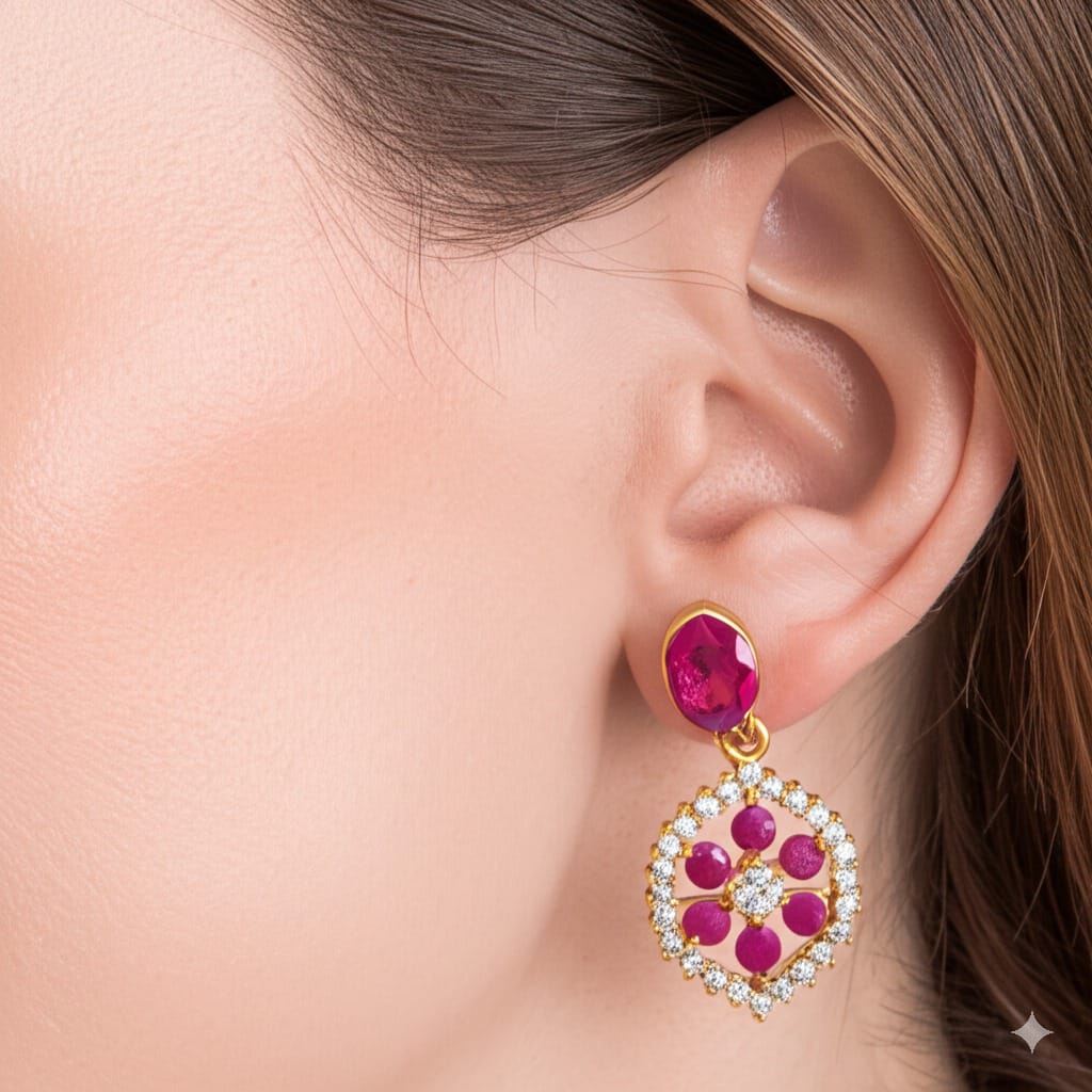 Women's luxury ruby earrings