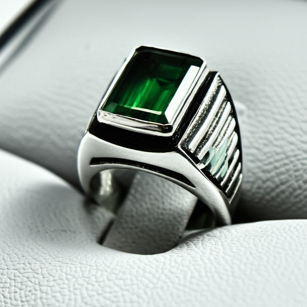 Men's green tourmaline ring