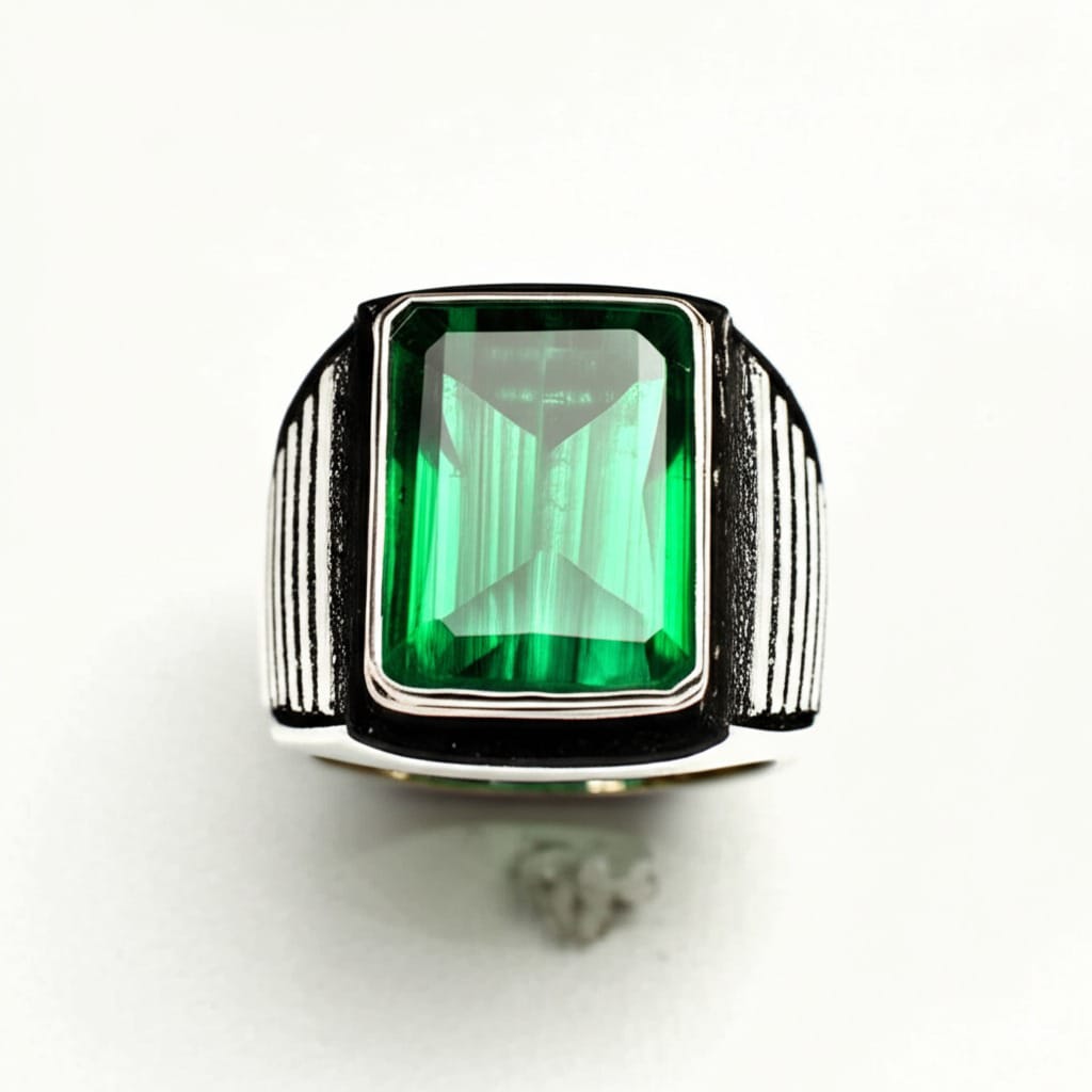 Men's green tourmaline ring