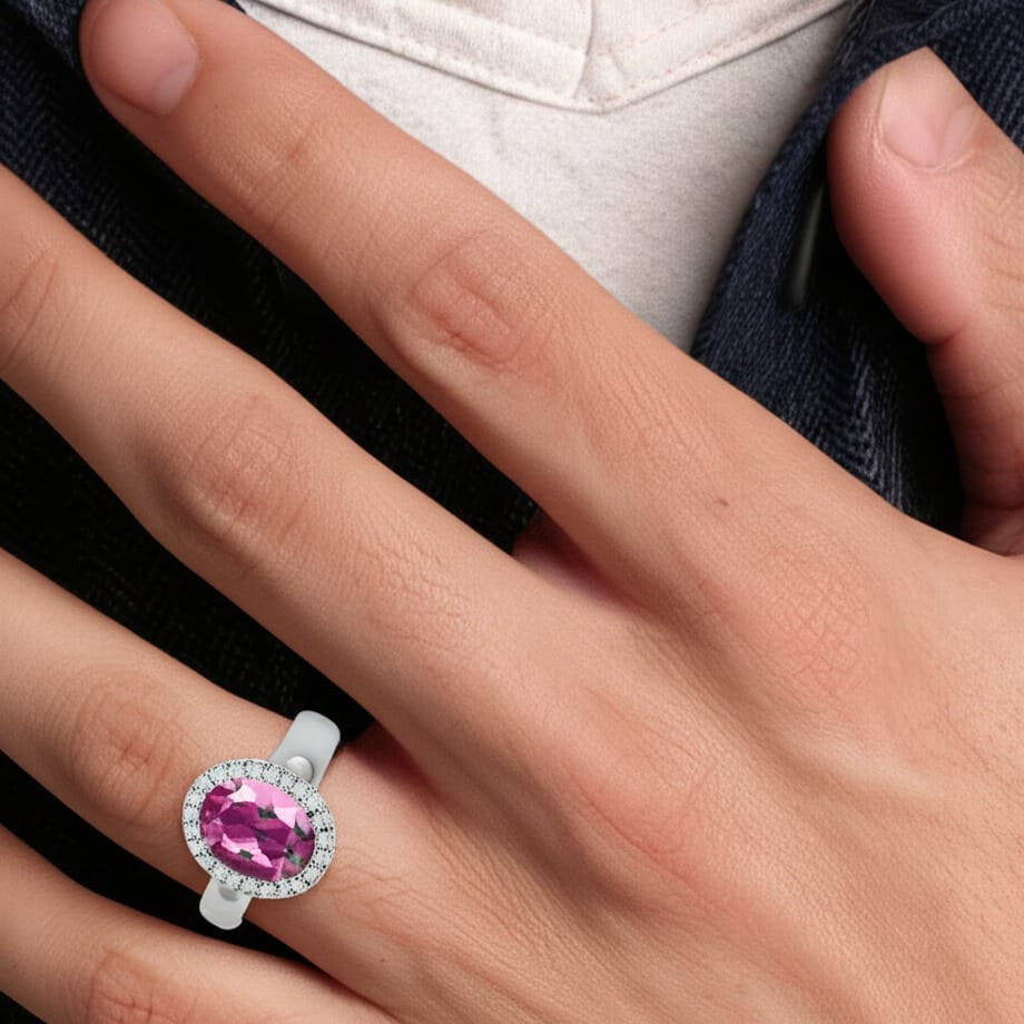 Men's pink tourmaline ring
