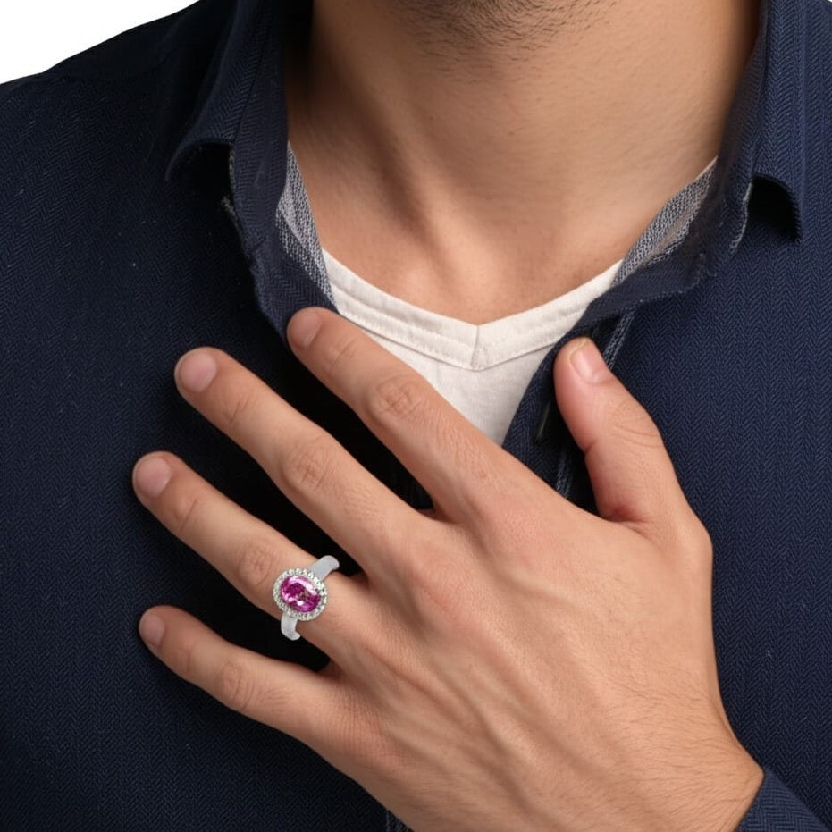 Men's pink tourmaline ring