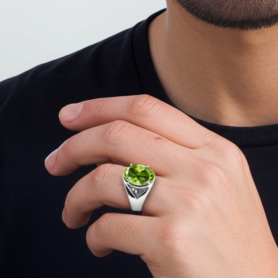 Men's peridot ring