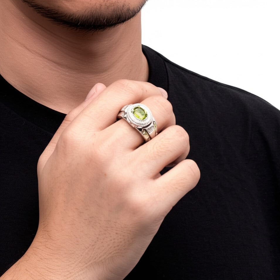 Men's peridot ring