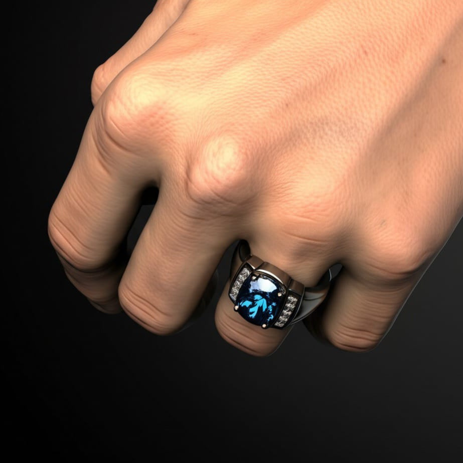 Men's blue topaz ring